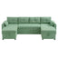Modern Green Teddy Fabric U-shaped Sectional Sofa Bed with Storage and USB Ports, 107 inches