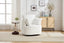 White Swivel Accent Chair,Round Swivel Barrel Chair,Armchair Upholstered Living Room Chair Corduroy Reading Chair Single Sofa Chair for Bedroom Apartment Office