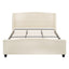 King Size Platform Bed Frame with 49.21' High Upholstered Headboard and 27.17' High Footboard, Teddy Velvet, 12 Slat Support, Solid Wood Feet, No Box Spring Needed, White
