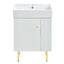 Hearth & Haven Amelia 21.6' Bathroom Vanity with Storage Cabinet, Single Ceramic Sink and Right Side Storage, White