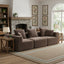 Oversized Modular Deep-Seat Sofa, 3-Piece All-Foam Sectional Couch in Soft Textured Fabric, Tool-Free Assembly, Apartment-Friendly Low Profile, 111' × 37' × 23.6'-Brown