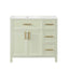 Modern 36' Bathroom Vanity with Sink Top, Solid Wood & MDF Cabinet, White-Green Finish, Two Doors, Three Drawers, Rectangular Design