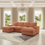 122'L Sectional Sofa Deep Seat Sofa Couch with Ottomans, Corduroy Sofa Sleeper for Living Room Modern, Small Space, Easy Assembly(4-Seat & 2-Ottoman,Orange)
