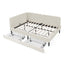 Beige Velvet Upholstered Platform Bed Frame with 2 Storage Drawers and Adjustable Sofa Bed, Full Size