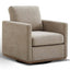 Taupe Square Upholstered Swivel Accent Chair in Taupe with Weathered Wooden Base and Metal Swivel Mechanism, 360° Rotating Lounge Chair for Living Room Bedroom Apartment