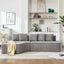 Compression Sectional Couch with Comfy Chaise,Irregular L-shaped compression sofa with deep seat, Minimalist Modular Couches Sleeper for Living Room Bedroom Apartment Lounge-LIGHT GREY