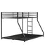 Adam Sturdy Twin Over Full Bunk Bed Metal Black for Kids and Adult, Low Profile Twin Over Full Bunk Bed with Ladder and Guardrails, Easy Climbing, Beds for Bedroom