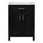Luxurious 24' Bathroom Vanity Combo with Ceramic Sink, Space-Saving Design, Black, Solid Wood and MDF