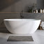 63″Solid Surface Matte Tub, Solid Surface Soaking Tub, Stone Resin Freestanding Bathtub, Thick Edge Stand Alone Tubs with Overflow, Pop-up Drain, Matte White (Oval)