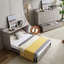 Queen Murphy Cabinet Bed with Storage Drawers and Charging Station, Gray