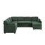Green Chenille Convertible U-Shaped Sectional Sofa Bed with Reversible Chaise Lounge, Storage Pockets, and Built-in Outlets