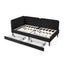 Black Velvet Twin Upholstered Platform Bed Frame with 2 Storage Drawers and Adjustable Sofa Bed