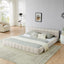 King size Upholstered Bed Frame with Thick Fabric, Chenille Fabric Grounded King Size Platform Bed with Headboard and Solid Frame. No Box Spring Needed-Beige(88.5''*85.5''*24'')