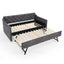 Grey Velvet Mid-Century Style Twin Upholstered Daybed with Pop-Up Trundle and USB Charging Armrest