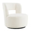Swivel Barrel Chair with Soft Teddy Fabric, Comfy Round Accent Chair for Living Room, Cream, Plywood, 28.5 x 28 x 27.5 inches