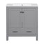 Transitional 30' Gray Bathroom Vanity with Single Sink, Solid Wood Frame, Soft Closing Storage