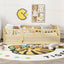 Twin Size Floor bed, integral construction with super high security barrier, door, children's floor bed frame, Montessori wooden children's floor bed, Support slat Natural Wood(Patented model)