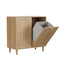 Oak Finish Sloping Laundry Basket with Removable Inner Bin, Concealed Storage Cabinet for Bathroom or Laundry Room, Freestanding MDF Household Rack