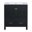 Transitional 30' Black Bathroom Vanity with Single Sink, Soft Close Doors, Solid Wood Frame, Ceramic Undermount Sink