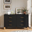 6-Drawer Double Dresser , Modern Storage Cabinet with Metal Handles & Solid Wood Legs, Dresser Drawer Organizer for Kids Bedroom, Heavy-Duty Wooden Dresser with Pre-Installed,Black