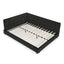 Mid-Century Velvet Queen Size Upholstered Tufted Bed Frame with Backrest and Armrests in Black