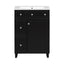 Transitional Bathroom Vanity Cabinet with Ceramic Sink, 24-Inch, Black, Solid Wood & MDF