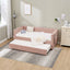 Pink velvet daybed, sturdy wooden bed frame, modern diamond grid pull-out design, perfect for bedroom, living room furniture