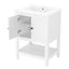 Modern White 24' Bathroom Vanity with Ceramic Sink and Solid Wood Frame, Open Shelf Storage