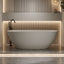 61'' Freestanding Bathtub Resin Stone Soaking Bathtub Solid Surface Modern Tubs with Overflow and Pop-up Drain