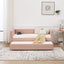 Twin Size Upholstered Daybed with Trundle,USB Port ,Side Pockets, Modern V-grained backrest Design,No Box Spring Needed, for Bedroom, Guest Room ( Pink, Twin)