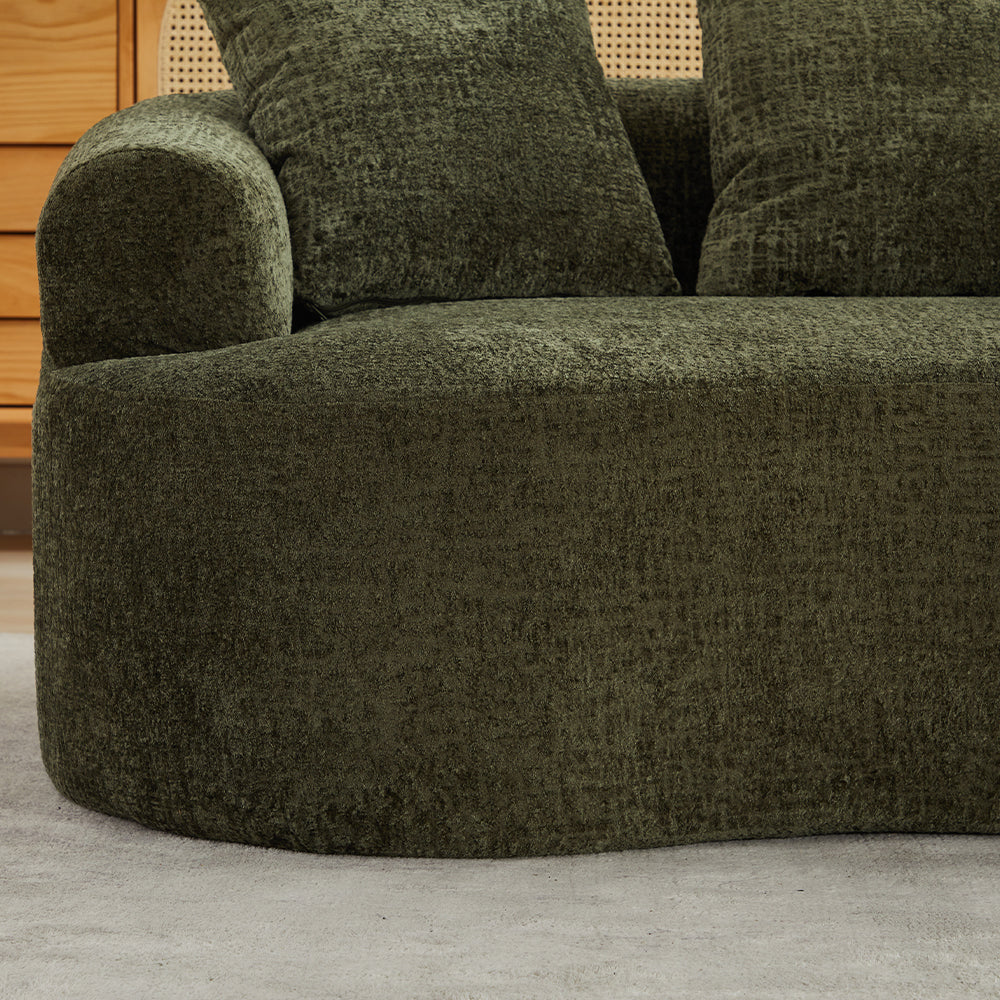 Curved Loveseat, Small Chenille Sofa with 3 Pillows, Deep Seat Couch for Apartment, Living Room, No Assembly Needed Secondary image