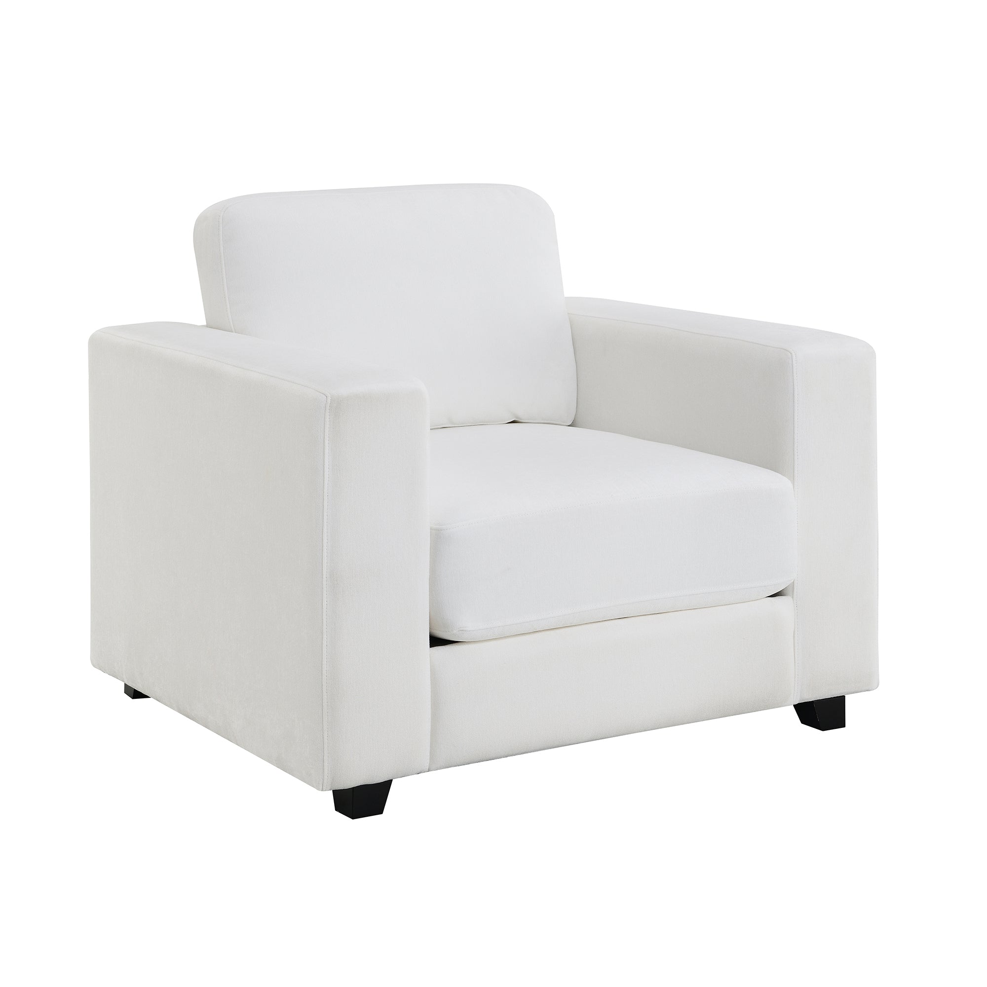 Mid Century Modern Oversized Accent Chair with Widen Arms, Ivory Chenille Fabric Upholstered Armchair Sofa for Living Room Bedroom Office, Washable Cover, 7-Inch Thick Cushion