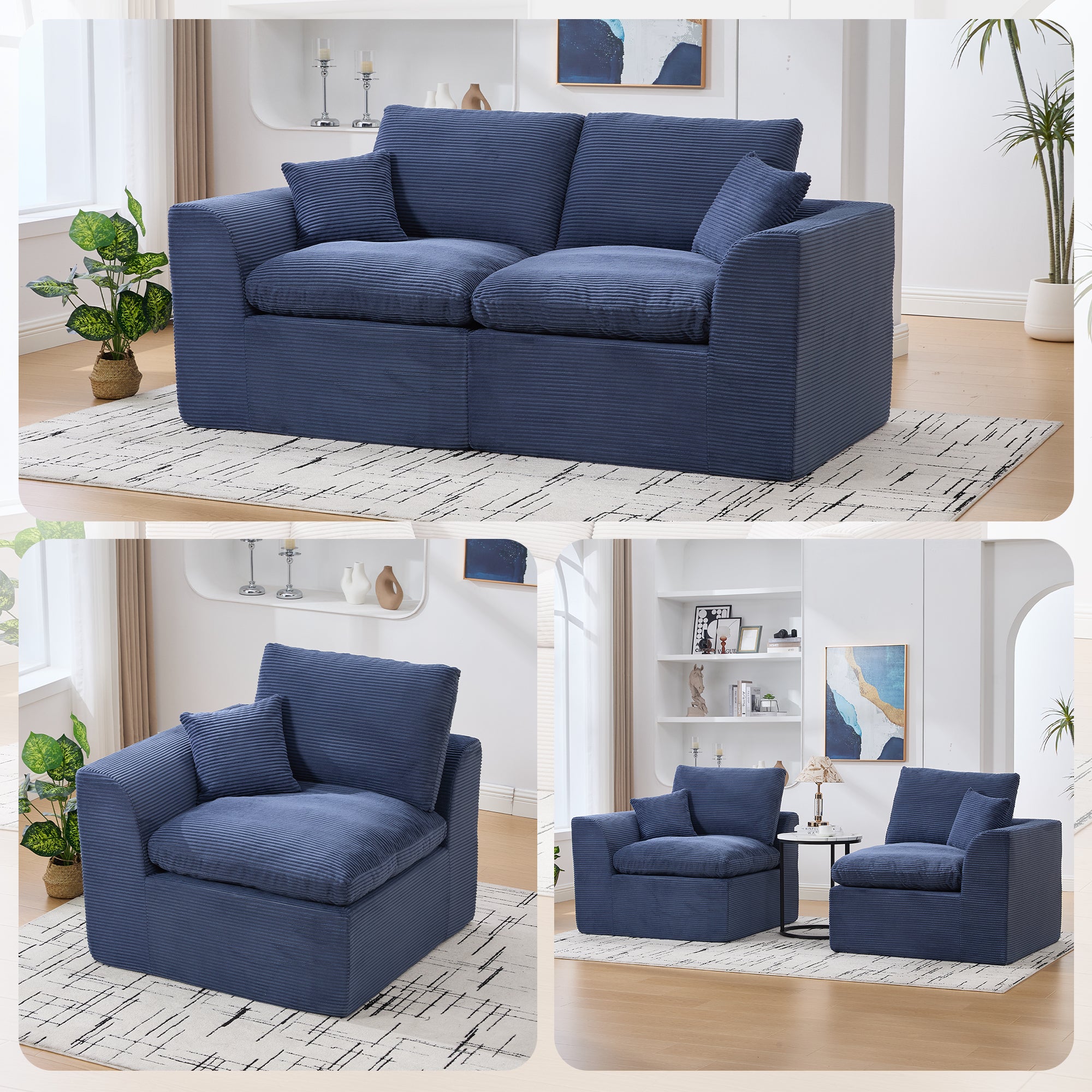 UNITED WE WIN Modular Sectional Sofa Cloud Couch,Comfy Cloud Modern Sofa,2 Seater with Cushion Covers Removable Furniture for Living Room Bedroom Apartments Dorms,No Assembly Required