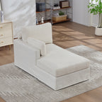 31.69' wide modular sofa bed with cushions, upholstered in soft chenille fabric, sturdy metal legs, strong load-bearing capacity, suitable for living rooms, bedrooms, and apartments. Ivory-L