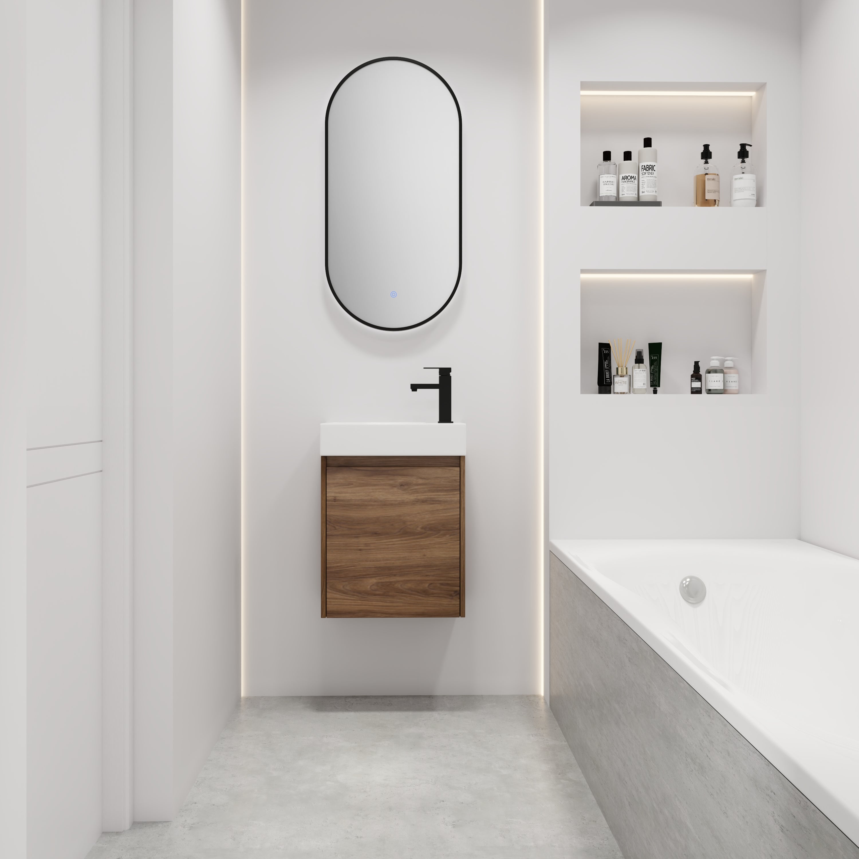 18 Inch Floating Small Bathroom Vanity With Single Sink, Suitable For Small Bathroom-BVB03018BRE Main image
