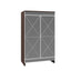 Mirrored Shoe Cabinet with 3 Adjustable Shelves & Ventilation - Double Door Entryway Storage Cabinet, Space Saving Vertical Design, Frosted Glass & MDF, Brown Finish, Silver Metal Handles
