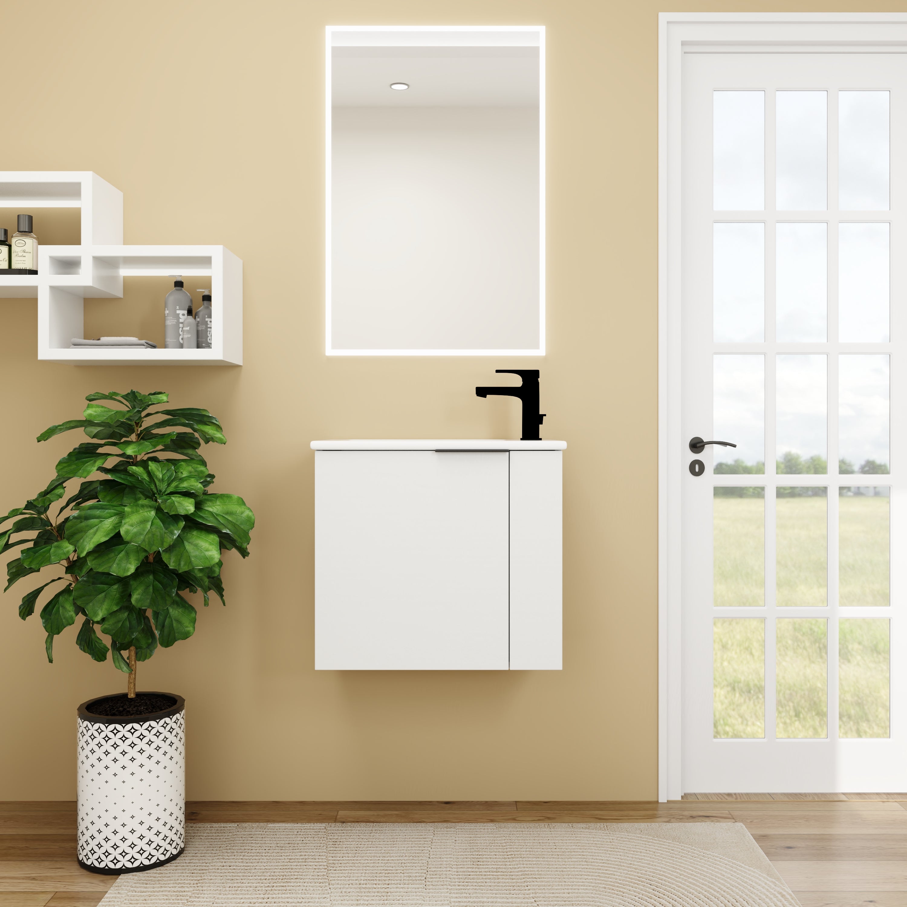 Bathroom Vanity with Sink 22 Inch for Small Bathroom,Floating Bathroom Vanity with Soft Close Door,Small Bathroom Vanity with Sink, 22x13 (KD-Packing) Main image