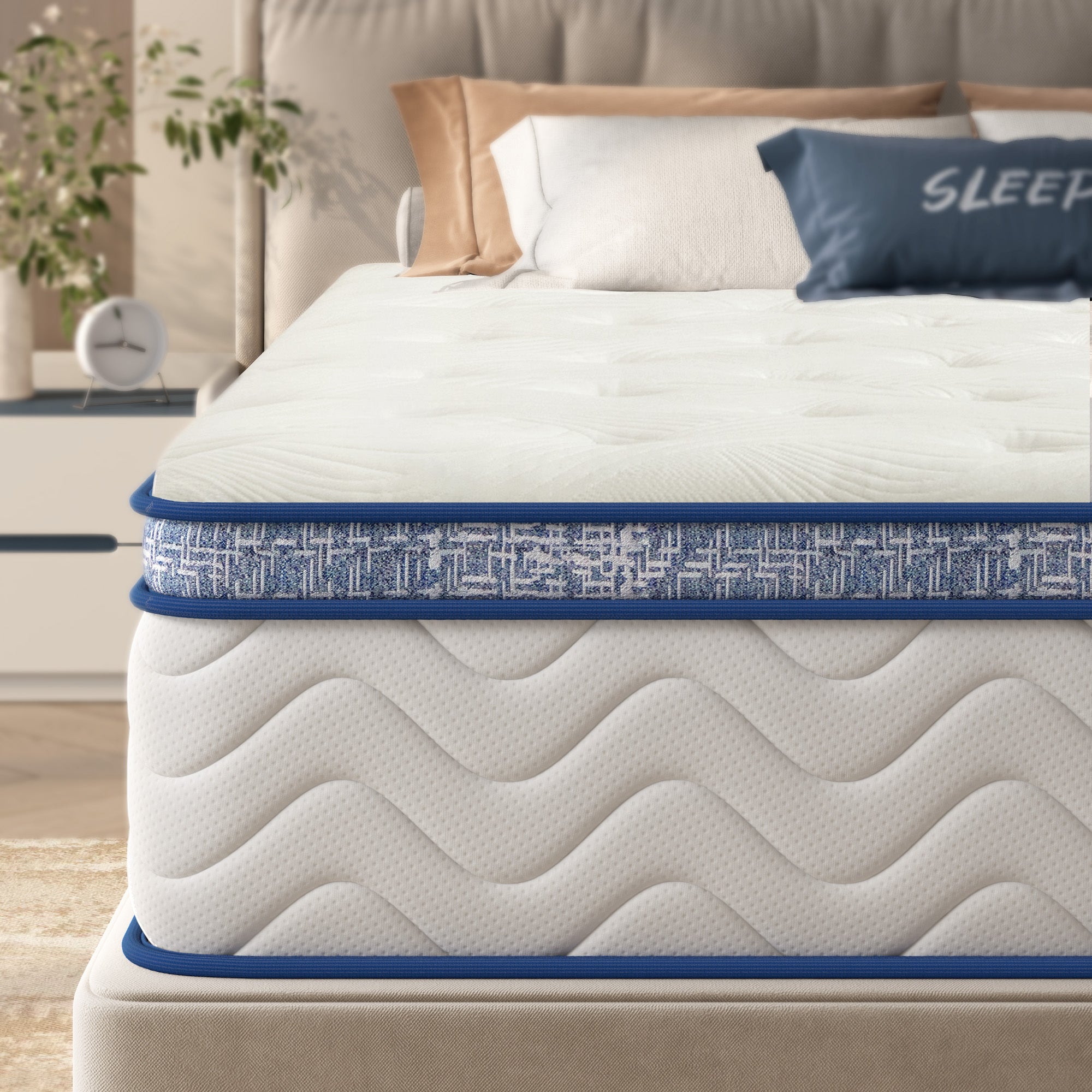 Queen Size Mattress,12 Inch Hybrid Mattress, Individually Pocketed Innerspring, Medium Firm Secondary image