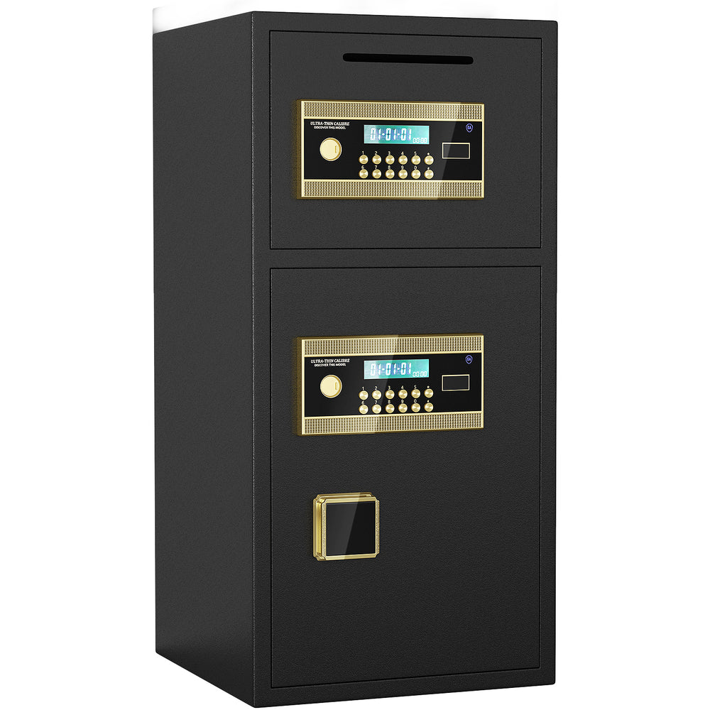Black Double Door Digital Keypad Safe Cabinet, 13.77"L × 13.77"W × 25.59"H