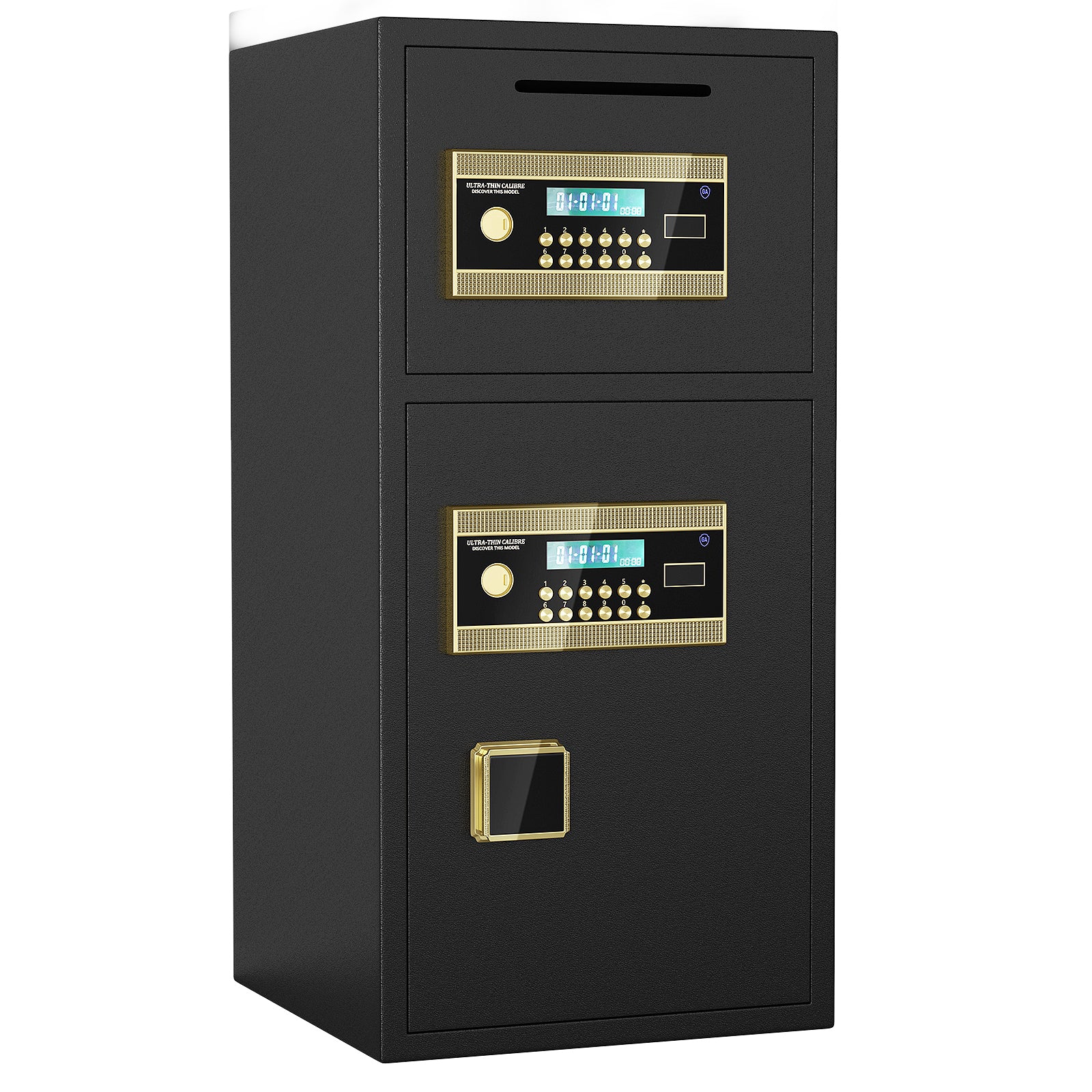 Black Double Door Digital Keypad Safe Cabinet, 13.77"L × 13.77"W × 25.59"H