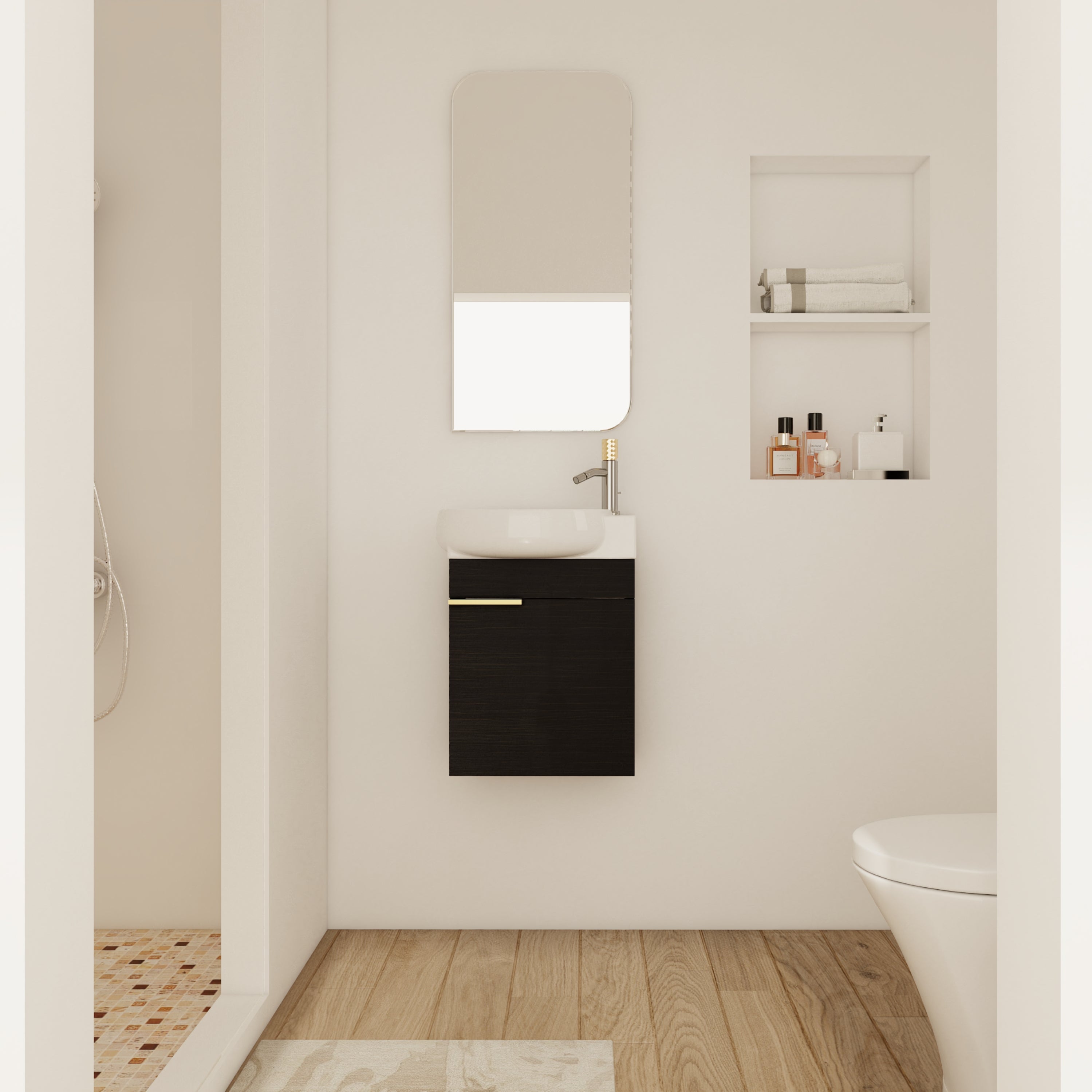 Soft Close Doors Bathroom Vanity With Sink,16 Inch  For Small Bathroom Secondary image