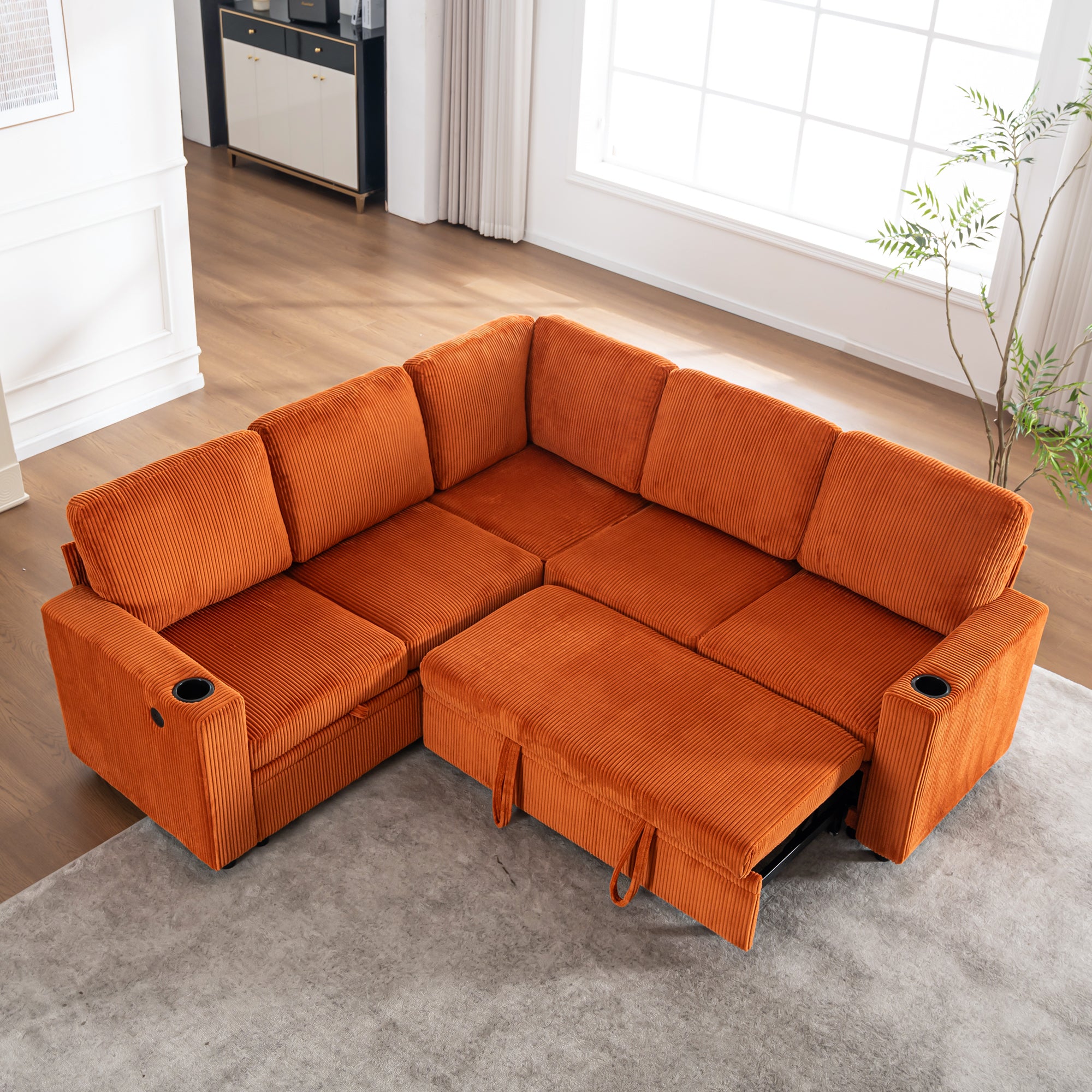 Sectional Sleeper Sofa with Pull Out Bed, Modular Corner Sofa with Storage, Sectional Couches for Living Room, Convertible Sofa Bed for Living Room, Bedroom and Apartment Main image