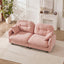 Loveseat Cloud Sectional Couches Chenille Fabric,Quilted Pleated Design, Ergonomic Design,High-Density Foam Easy Install Elegant Armrests High Quality Wooden Base,Fits Living Rooms,Pink
