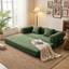 Deep Green Convertible Sofa Bed, 2-in-1 Foldable Futon Sofa with Removable Pillows, Velvet Corduroy Living Room Furniture, Space-Saving Sleeper Sofa for Small Apartments, Guest Room, Dorm - 78.7' L x