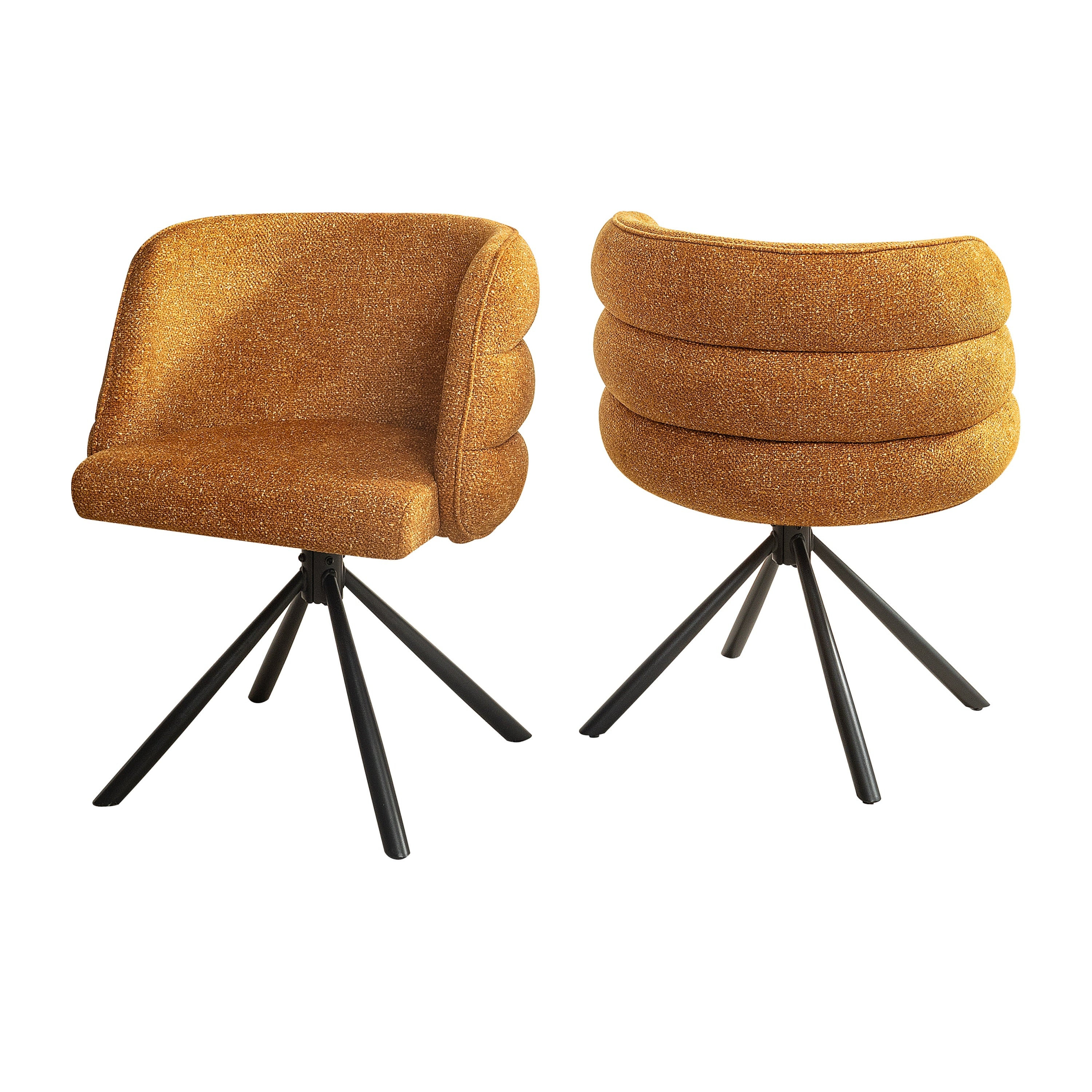 Modern Orange Upholstered Swivel Desk Chairs Set of 2 with Metal Base, Chenille Fabric, for Home Office, Dining Room, Bedroom, Study, Vanity - 270° Swivel, 300 lbs Capacity Main image