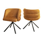 Modern Orange Upholstered Swivel Desk Chairs Set of 2 with Metal Base, Chenille Fabric, for Home Office, Dining Room, Bedroom, Study, Vanity - 270° Swivel, 300 lbs Capacity