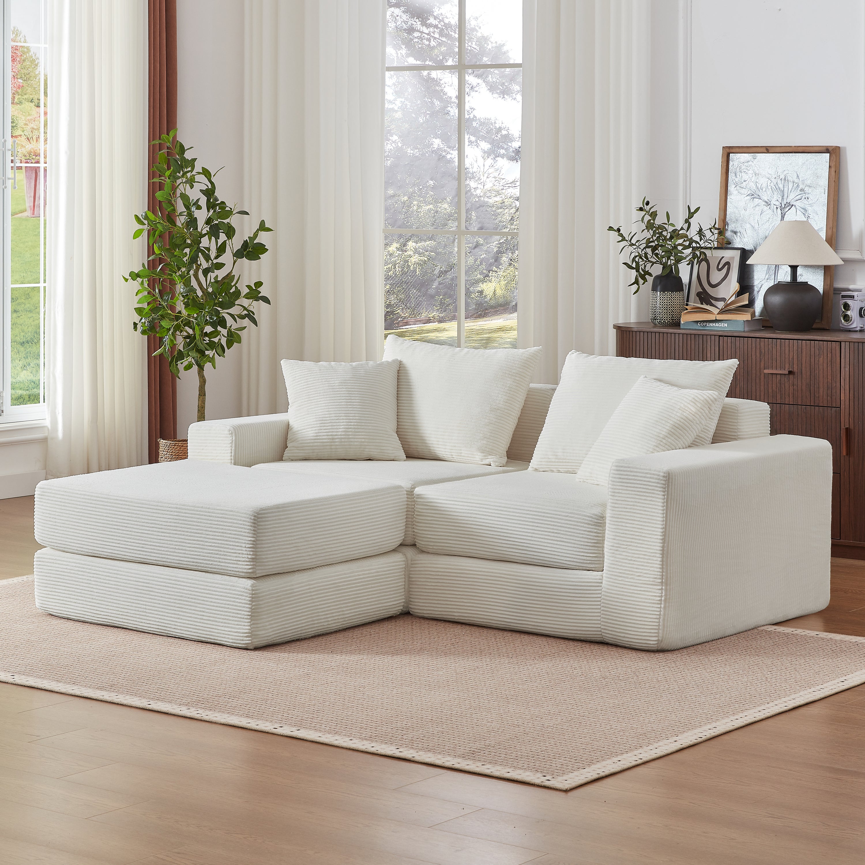 Modular Sectional Loveaeat Cloud Sofa, Boneless Couch with Non Slip Base, Cozy Sleeper Sofa for Customizable Living Spaces, Modern Modular Couch with L-Shape Chaise, Deep Seat & No Assembly Main image