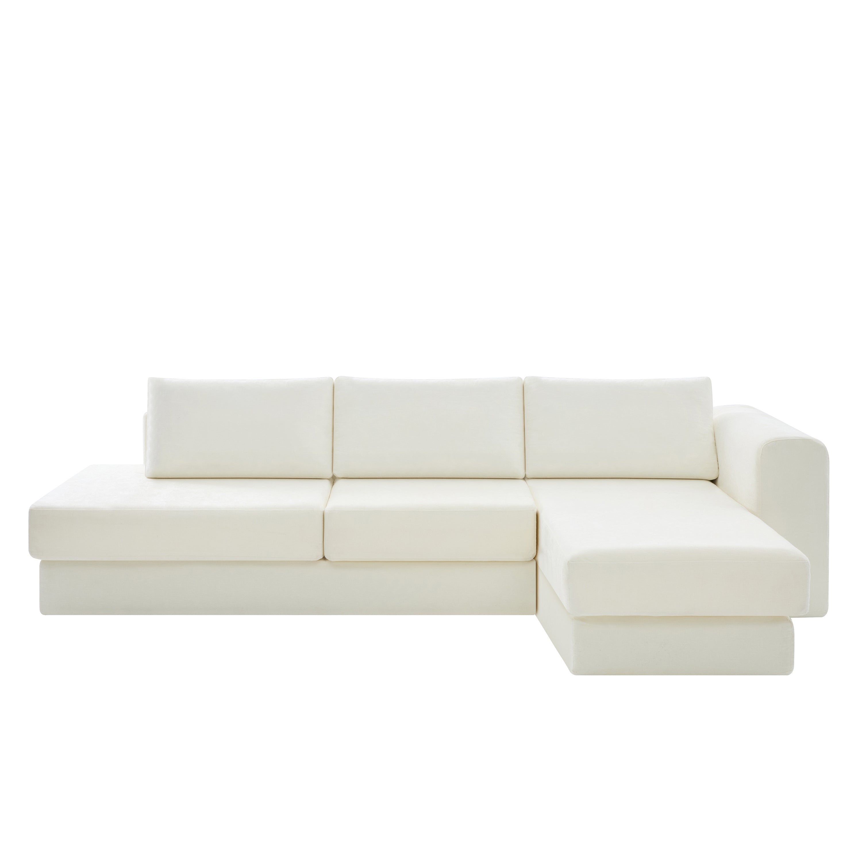 L-shaped Modular Sofa 113' with Double Layer Cushions in Beige Chenille Fabric, Modern Living Room Corner Couch Main image