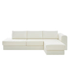 L-shaped Modular Sofa 113' with Double Layer Cushions in Beige Chenille Fabric, Modern Living Room Corner Couch