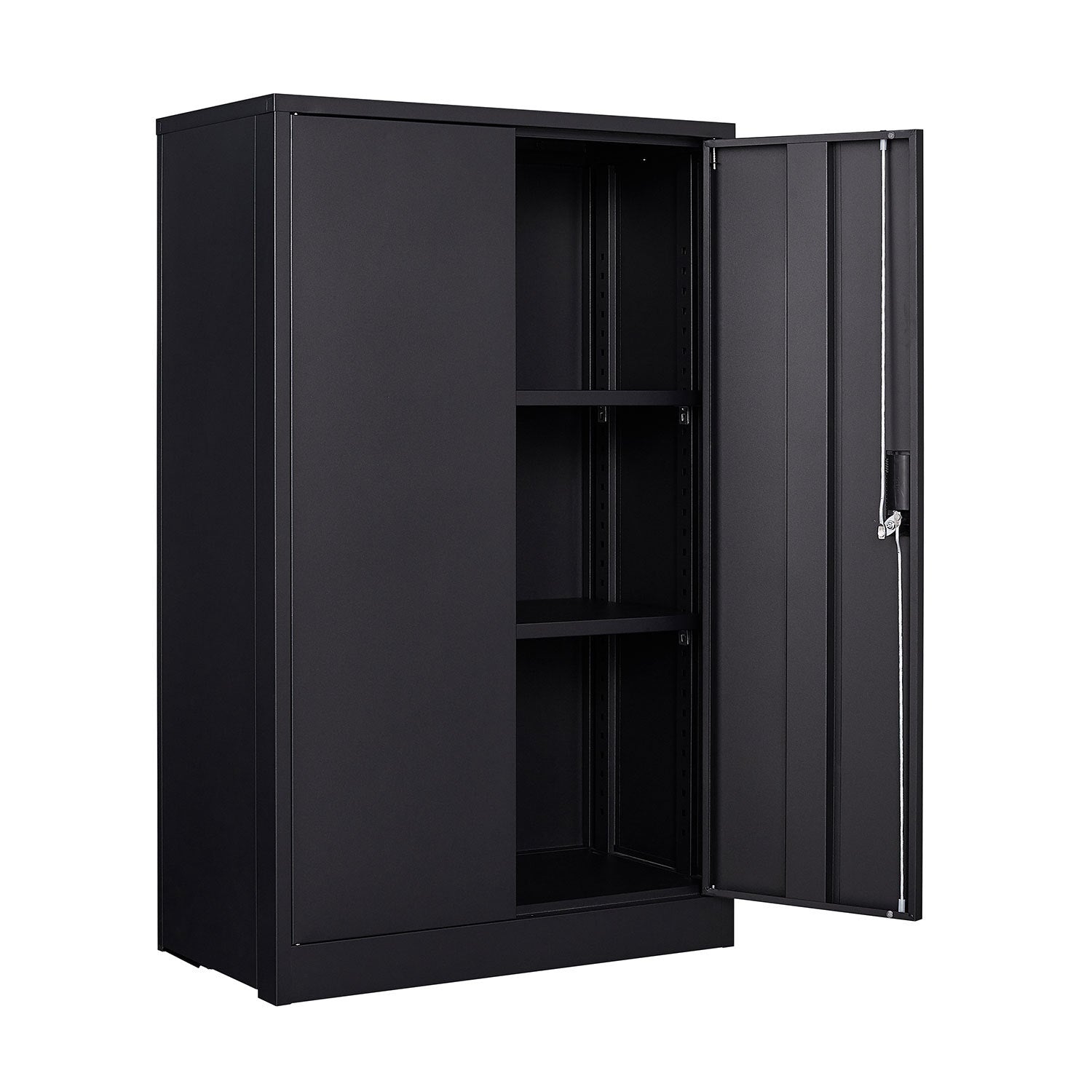 Black Metal Storage Cabinet with Locking Doors and Adjustable Shelf, Folding Filing Locker for Home Office, School, Garage, Steel Construction, 13.78 x 25.60 x 41.97 Inches Main image